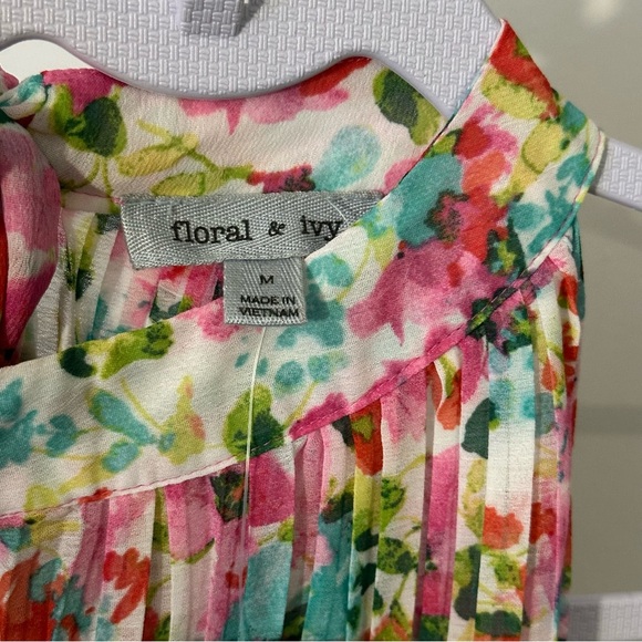 Floral & Ivy sleeveless pink floral print blouse size medium NWT - Picture 4 of 5